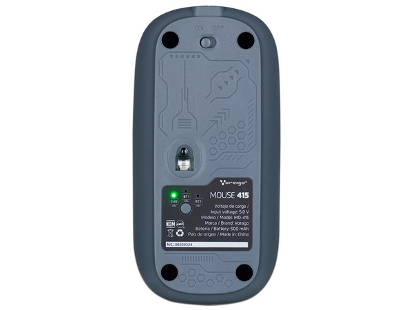 Mouse Óptico Inalámbrico Vorago MO-415, 1600 DPI, Bluetooth, Receptor USB, Transparente.