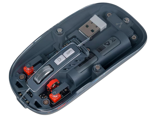 Mouse Óptico Inalámbrico Vorago MO-415, 1600 DPI, Bluetooth, Receptor USB, Transparente.