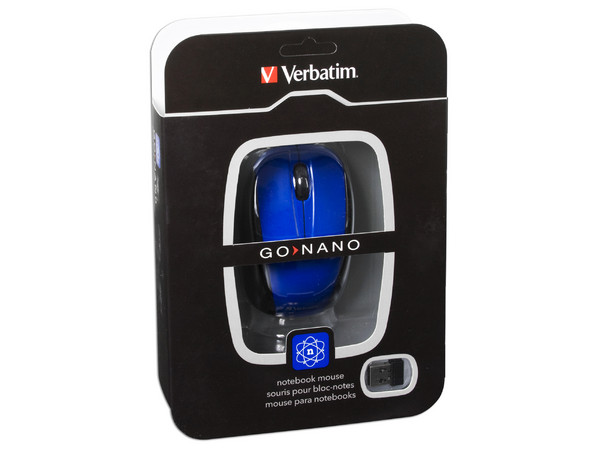 Mouse Verbatim GO NANO Óptico Inalámbrico para Laptop, USB. Color Azul