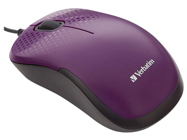 Mouse Óptico Alámbrico Verbatim 70235, USB. Color Violeta.