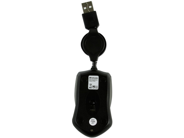 Mini Mouse Verbatim GO MINI Óptico, Cable Retráctil, USB, color Verde