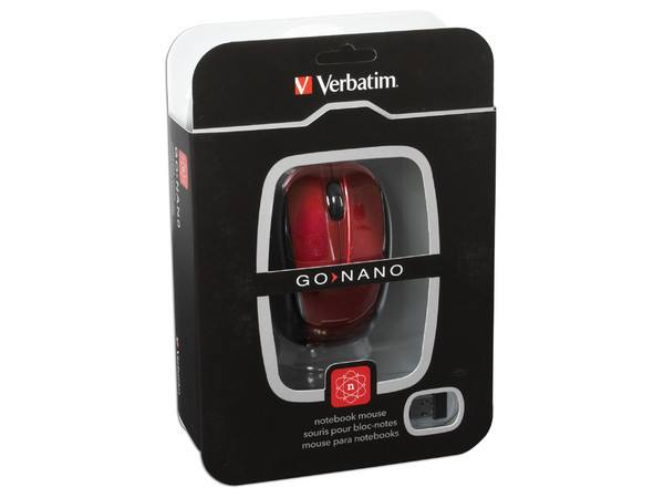 Mouse Verbatim GO NANO Óptico Inalámbrico para Laptop, USB. Color Rojo
