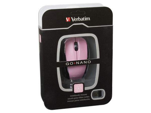 Mouse Verbatim GO NANO Óptico Inalámbrico para Laptop, USB. Color Rosa