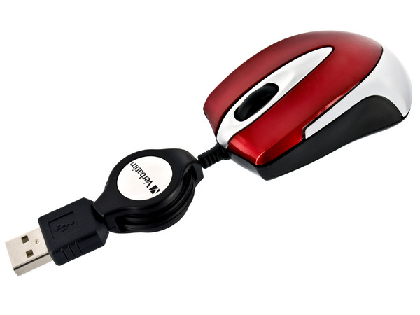Mini Mouse Verbatim GO MINI Óptico, Cable Retráctil, USB.
