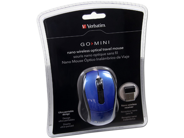 Mouse Verbatim GO MNI Óptico Inalámbrico para Laptop, USB. Color Azul
