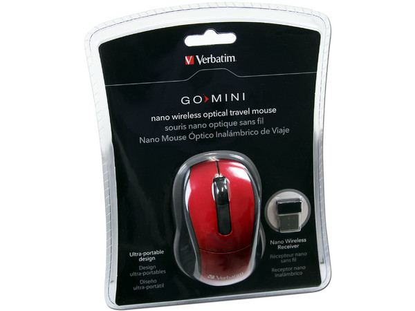 Mouse Verbatim GO MNI Óptico Inalámbrico para Laptop, USB. Color Rojo