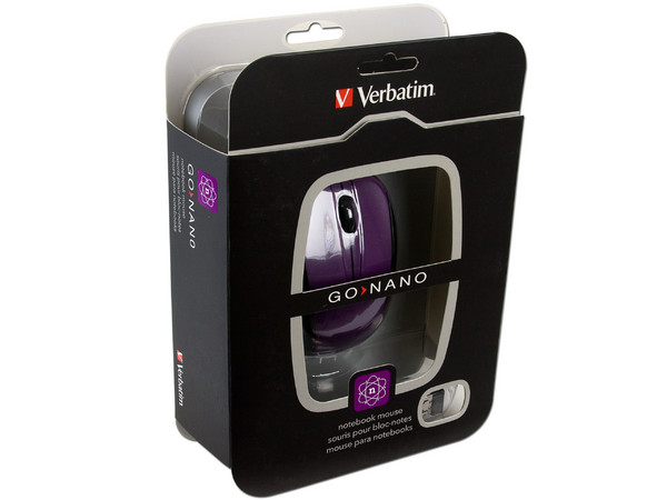 Mouse Verbatim GO NANO Óptico Inalámbrico para Laptop, USB. Color Púrpura