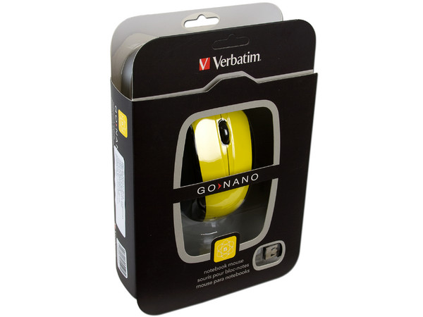 Mouse Verbatim GO NANO Óptico Inalámbrico para Laptop, USB. Color Amarilo