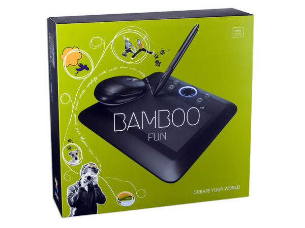Tableta Gráfica Wacom Bamboo Fun Chica con Pluma y Mouse. Color Negra