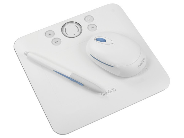 Tableta Gráfica Wacom Bamboo Fun con Pluma y Mouse. Color Blanca