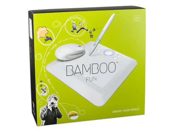 Tableta Gráfica Wacom Bamboo Fun con Pluma y Mouse. Color Blanca