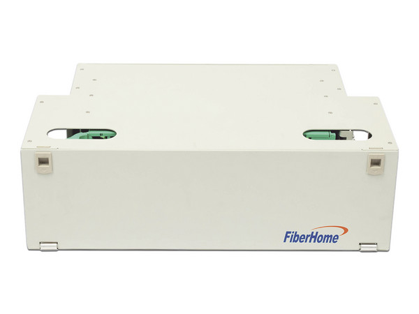 Distribuidor de Fibra Óptica FiberHome para 96 empalmes, con 96 acopladores SC/APC y 96 pigtails, 19