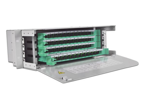 Distribuidor de Fibra Óptica FiberHome ODU19T-A48-A, hasta 48 Adaptadores, 3UR, Color Gris.