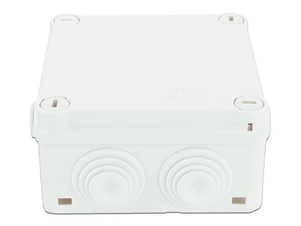 Caja Estanca de derivación Gewiss con sello de goma, Auto-extinguible, para exterior. Color Blanco.