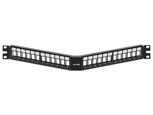 Panel de Interconexión en ángulo Levitón 49256-H24, 24 Puertos, Compatible con CAT 5E, 6 y 6A.