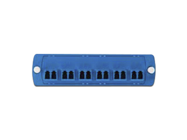 Placa Acopladora SDX Leviton de 12 Fibras, Conector LC Duplex, OS2, Manga de Cerámica de Circonio. Color Azul.