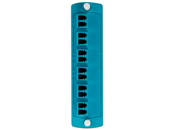 Placa Adaptadora de Fibra Óptica Leviton 5F100-2QL para Gabinetes SDX, 12 Conectores LC Dúplex. Color Aguamarina.
