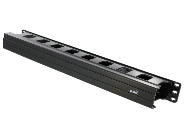 Organizador LEVITON Horizontal Frontal 1UR (4x8cm), Color Negro.