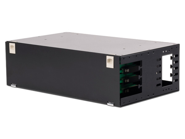Distribuidor de Fibra Óptica LinkedPro deslizable, con 48 adaptadores LC Duplex/LC Simplex o 48 SC Simplex, 3U, Color Negro.