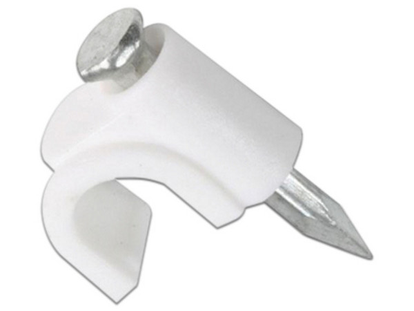 Grapa Curva 10 Mm Blanca Bolsa 500 Pzs, Para Cable Coaxial.