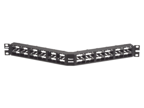 Panel de Parcheo Panduit, Modular Mini-Com, Angulado, Sin Blindaje, de Alta Densidad, 48 puertos, 1UR.