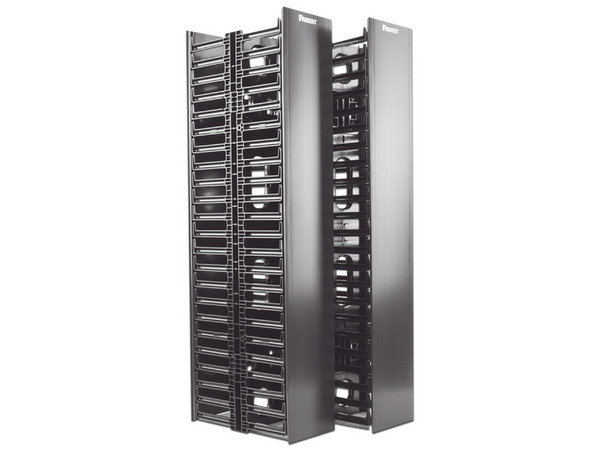 Organizador de Cables Vertical Panduit NetRunner, Doble (Frontal y Posterior), 45UR. Color Negro.