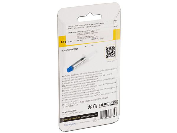 Pasta Térmica StarTech SILVGREASE1, para CPU, en jeringa de 1.5g.