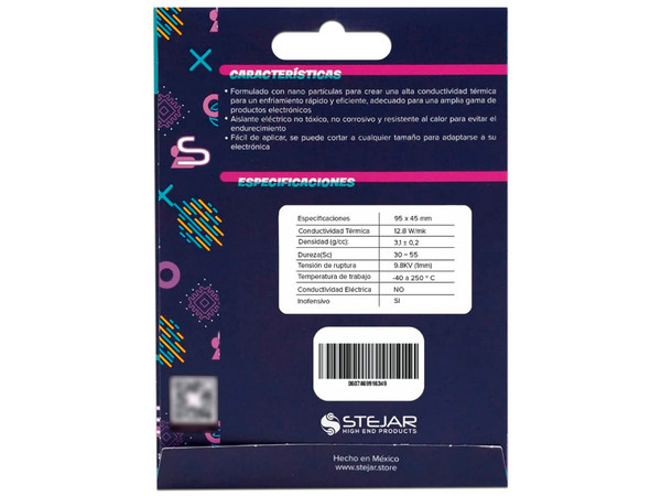 Parche Térmico Stejar WVR-DF-95-45-05, 95 x 45 mm x 0.5mm, Color Gris.
