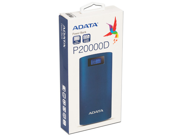 Batería Portátil recargable y linterna LED ADATA AP20000D Power Bank de 20,000 mAh para Smartphones y Tablets.