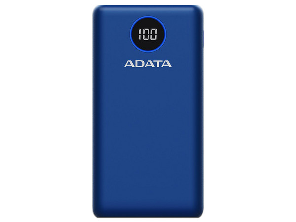 Batería Portátil Recargable ADATA P20000QCD Power Bank de 20,000mAh, con Carga Rápida Qualcomm QC 3.0, para Smartphones y Tablets. Color Azul.