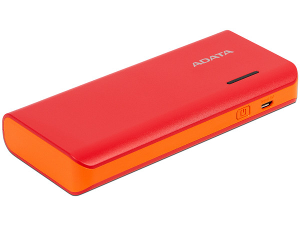 Batería Portátil recargable y linterna LED ADATA PT100 Powerbank de 10000 mAh. Color Rojo/Naranja.