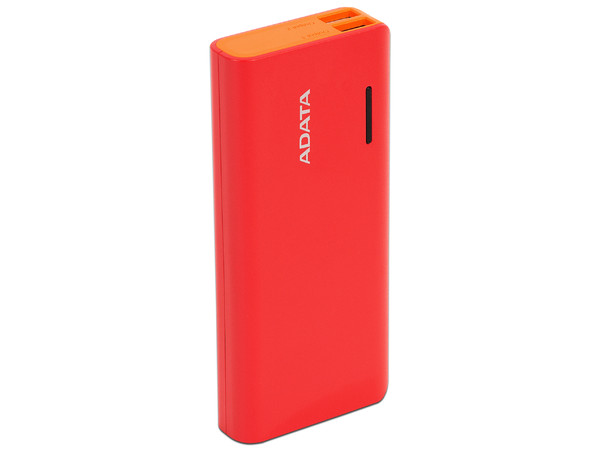 Batería Portátil recargable y linterna LED ADATA PT100 Powerbank de 10000 mAh. Color Rojo/Naranja.