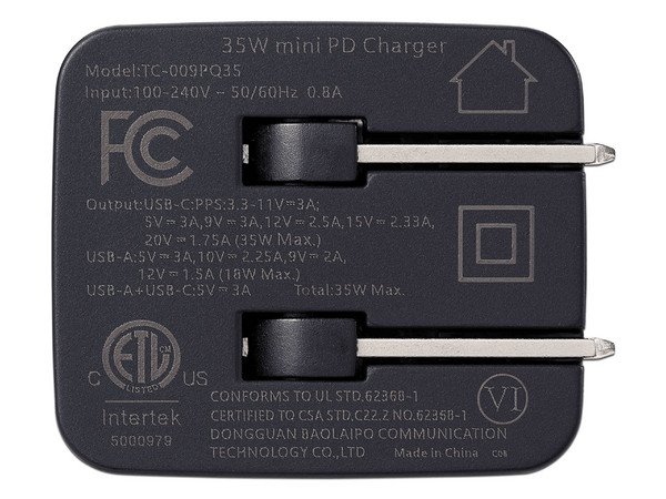Cargador ADATA USB de Pared GaN 35W con Cable USBC 1.5m Negro.