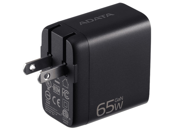 Cargador de Pared Adata Charger U de 65W, 2 puertos USB-C PD 3.0 y 1 puerto USB-A QC 3.0, Incluye Cable USB Tipo C de 2m, Color Negro.