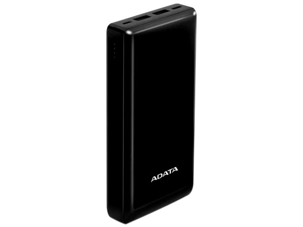 Batería Portátil Recargable ADATA C20, Power Bank de 20,000mAh, USB-A, USB-C. Color Negro.