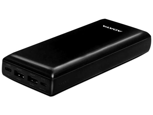 Batería Portátil Recargable ADATA C20, Power Bank de 20,000mAh, USB-A, USB-C. Color Negro.