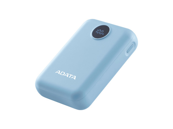 Power Bank ADATA PC10022-12LB, Batería Portátil Recargable de 10,000 mAh, Display Digital. Color Azul.