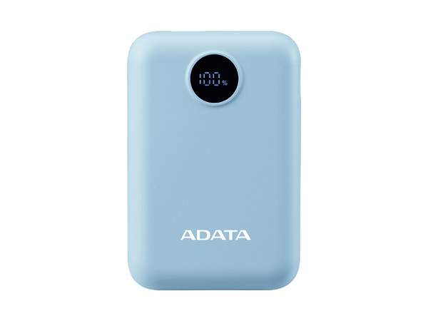 Power Bank ADATA PC10022-12LB, Batería Portátil Recargable de 10,000 mAh, Display Digital. Color Azul.