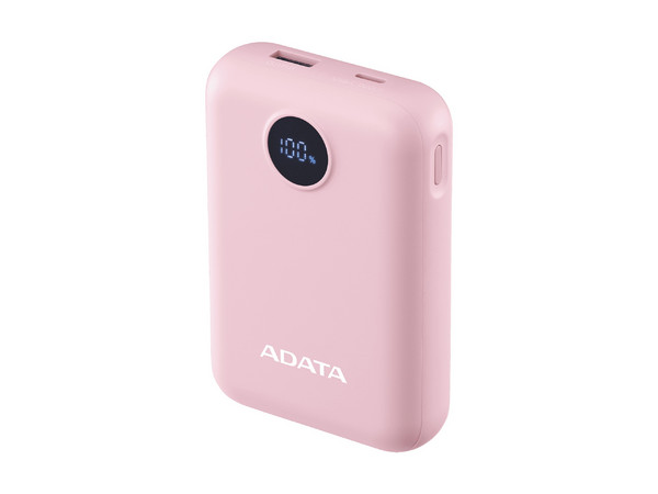Power Bank ADATA PC10022-12PK, Batería Portátil Recargable de 10,000 mAh, Display Digital. Color Rosa.