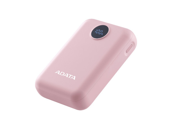 Power Bank ADATA PC10022-12PK, Batería Portátil Recargable de 10,000 mAh, Display Digital. Color Rosa.