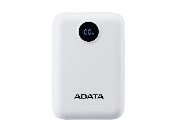 Batería Portátil Recargable ADATA Colorful C100 Power Bank de 10,000 mAh, Color Blanco.