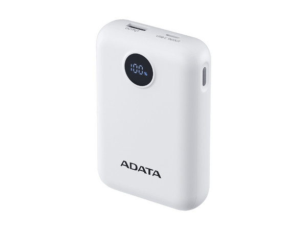 Batería Portátil Recargable ADATA Colorful C100 Power Bank de 10,000 mAh, Color Blanco.