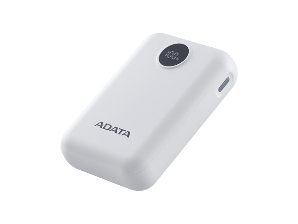 Batería Portátil Recargable ADATA Colorful C100 Power Bank de 10,000 mAh, Color Blanco.