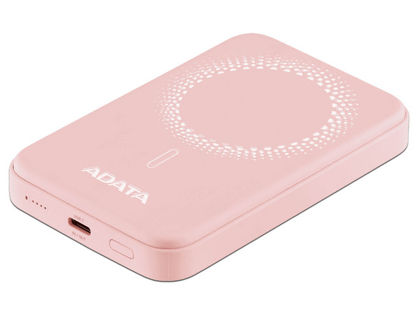 Cargador Portátil ADATA R050 Magnetic de 5000mAh, Con Carga Inalámbrica, Color Rosa.
