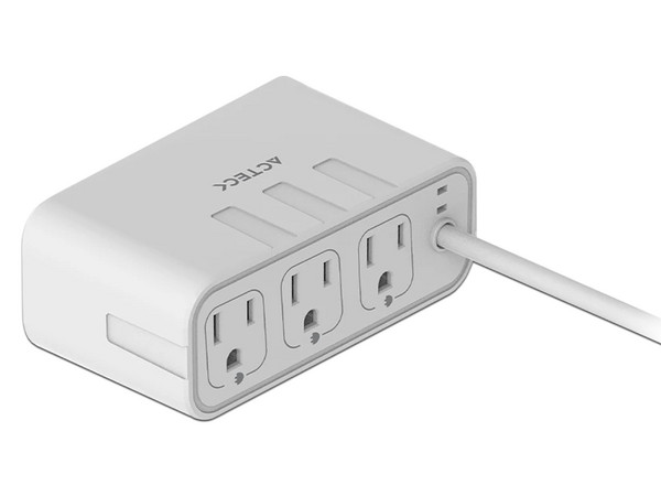 Cargador de Escritorio Acteck Energon Mate CE676, 20W, 3 Contactos AC, 2 Puerto Tipo A, 1 Puerto UCB Tipo C, Color Blanco.