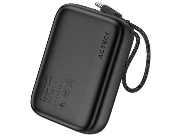Powerbank Acteck Energon Go Plug Max PG80 de 20.000 mAh, USB Tipo C. Color Negro.