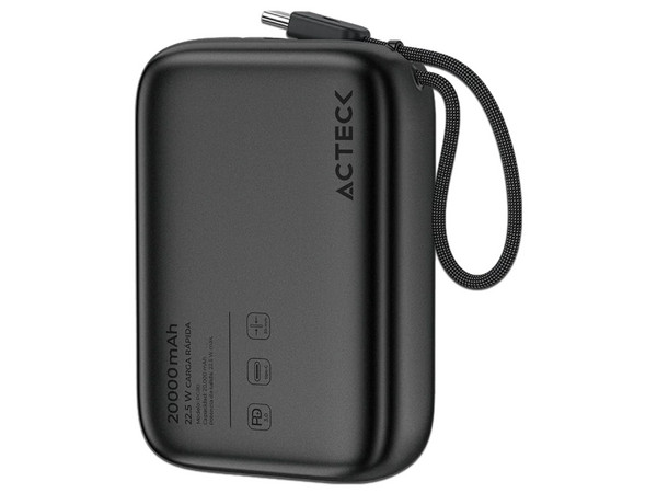 Powerbank Acteck Energon Go Plug Max PG80 de 20.000 mAh, USB Tipo C. Color Negro.