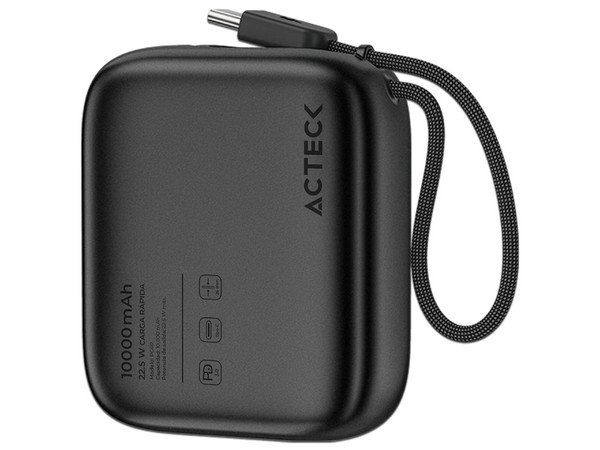Batería Portátil Recargable Acteck Energon Go Plus Pro PG60, Powerbank de 10000 mAh, USB Tipo C, 22.5W. Color Negro.