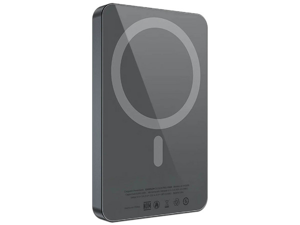 Batería Portátil Recargable Acteck Energon Go Slim Pro PM50, Powerbank de 5000 mAh, USB Tipo C, Carga Inalámbrica, 20W. Color Negro.
