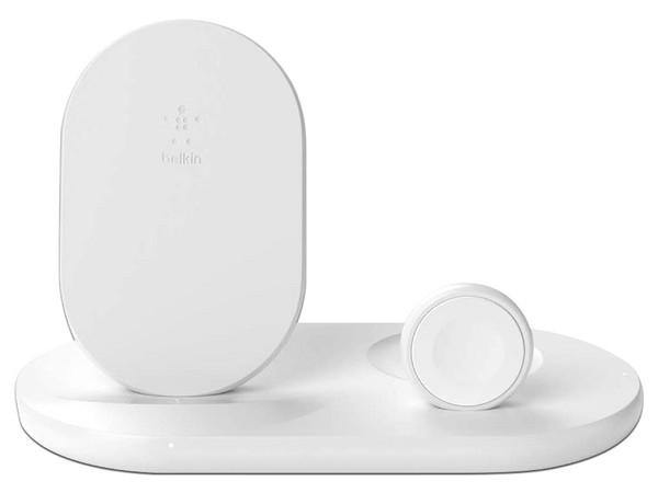 Base de carga inalámbrica 3 en 1 Belkin, para dispositivos Apple. Color Blanco.